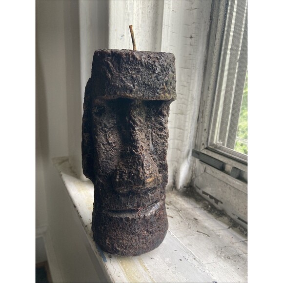 Easter Island Head  Vintage Totem Pole Tiki large Candle Kitsch Cute Hawaii - Picture 1 of 7
